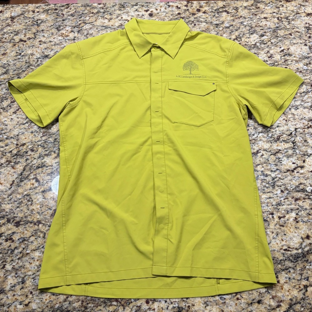 Arcteryx Skyline Shirt Mens Medium Lime Green Short Sleeve Trim Fit ws
